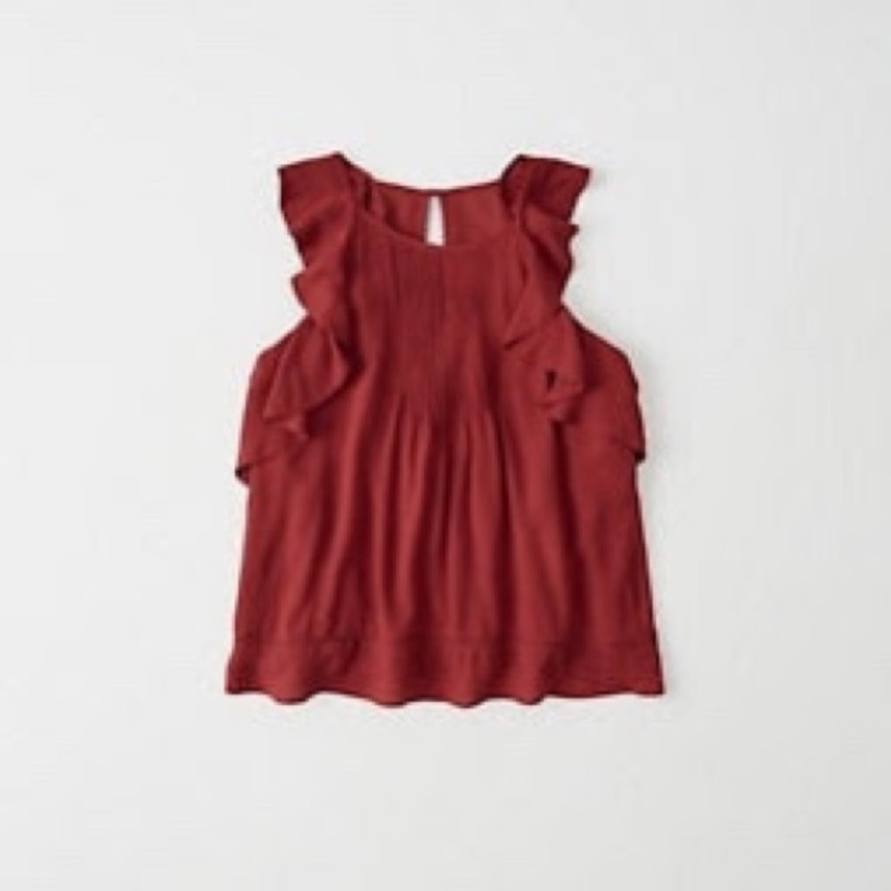 Abercrombie & Fitch red ruffled top
